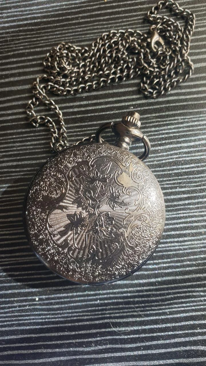 Montre de Poche Vintage Noir et Argent – photo 2